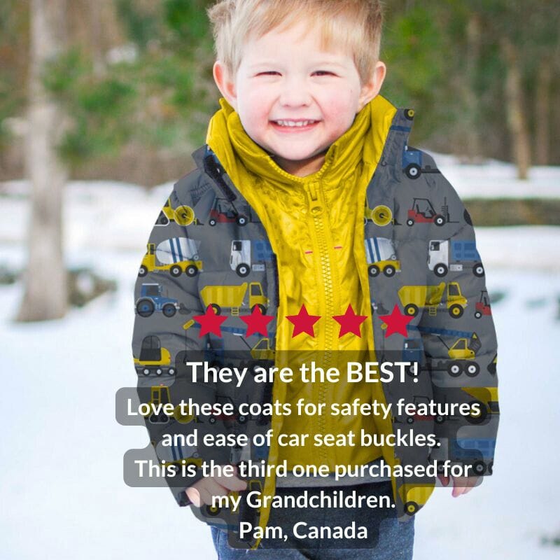 Onekid Car Seat Coat | The Road Coat Vegan - Construction Print- Strolleria
