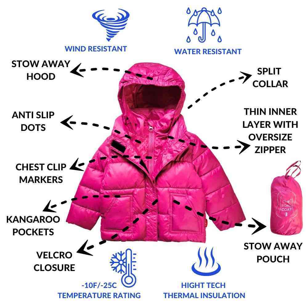 Onekid Car Seat Coat | The Road Coat Vegan - Fuchsia- Strolleria