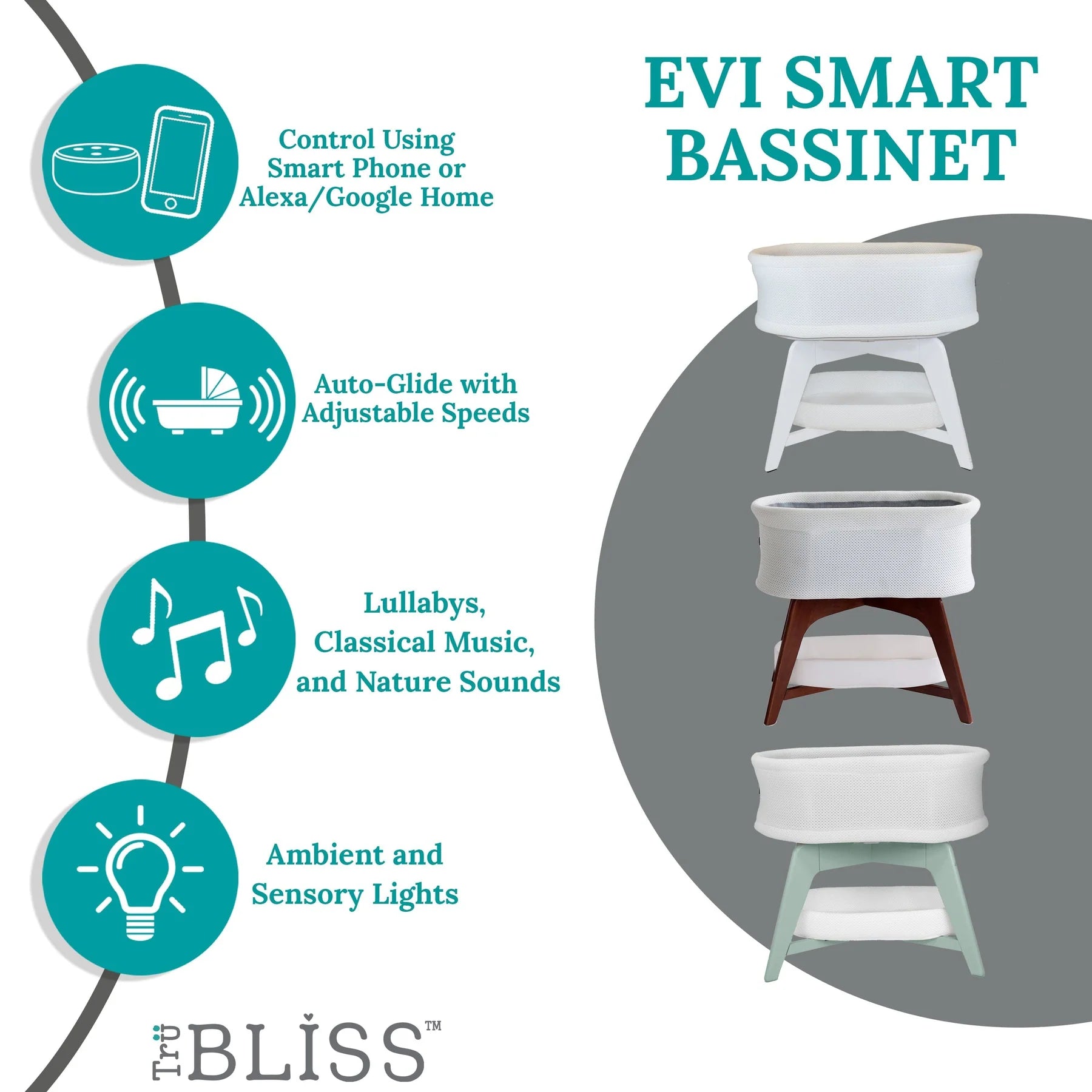 TruBliss Evi Smart Bassinet- Strolleria