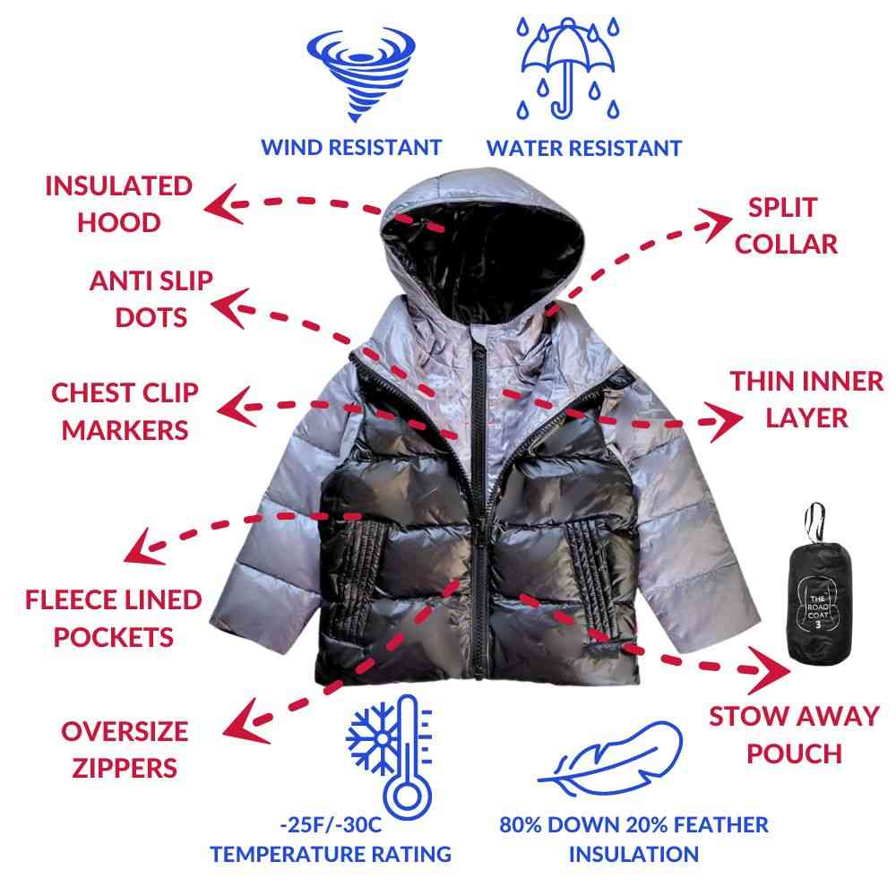 Onekid Car Seat Coat | The Road Coat Down - Platinum/Black- Strolleria