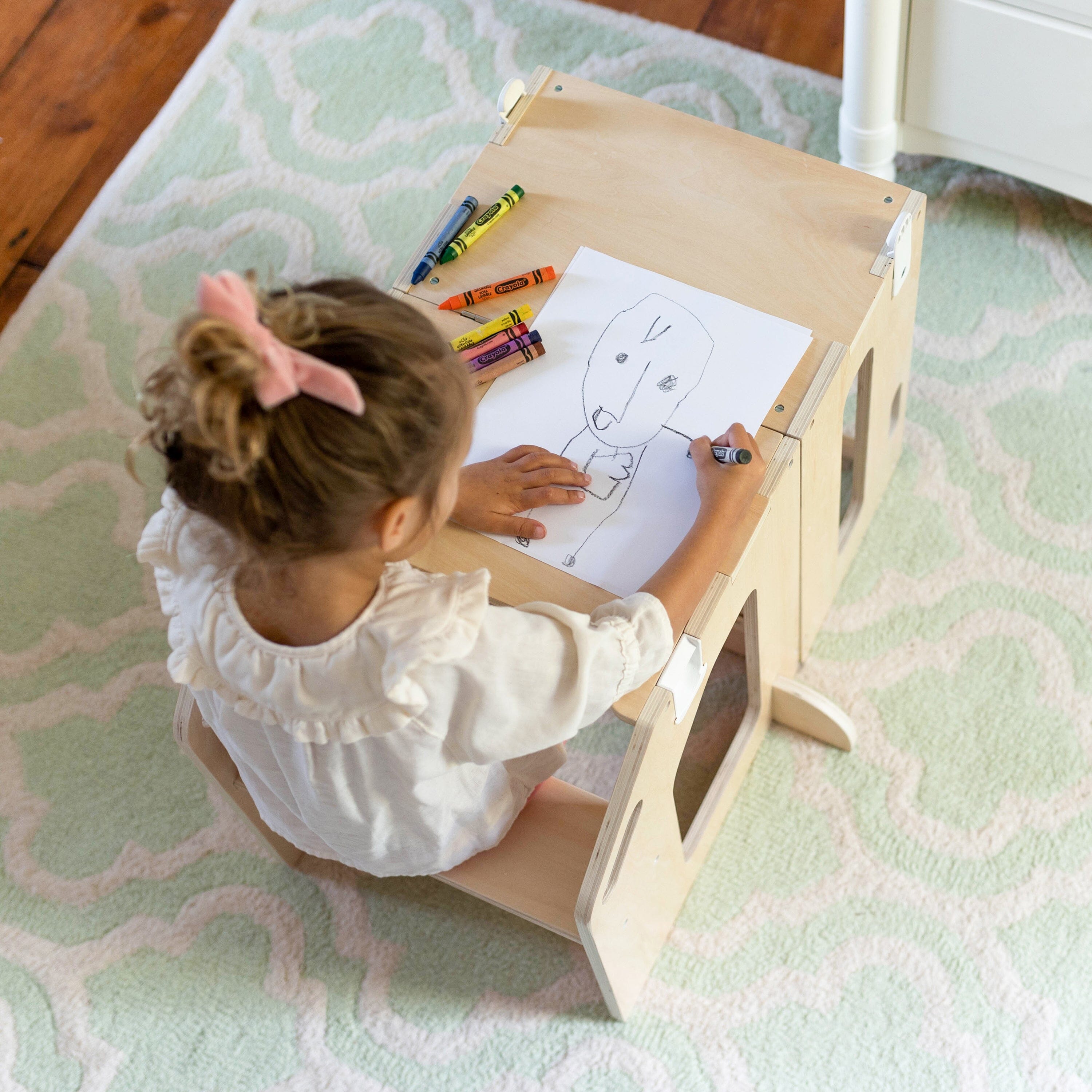Busy Kids 2-In-1 Kitchen Tower and Kids Art Desk- Strolleria