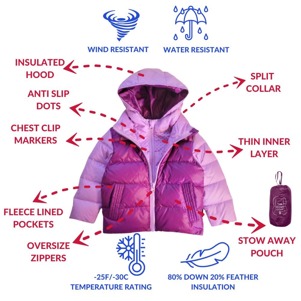 Onekid Car Seat Coat | The Road Coat Down - Lilac/Plum- Strolleria