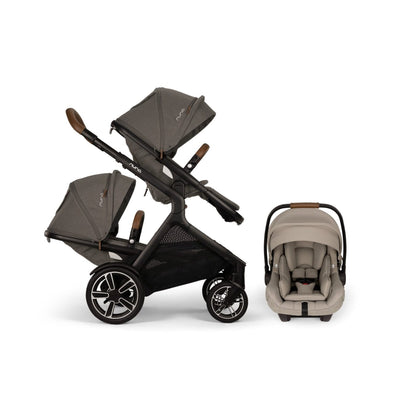 Nuna DEMI Next with Rider Board Double Stroller and PIPA aire RX Travel System