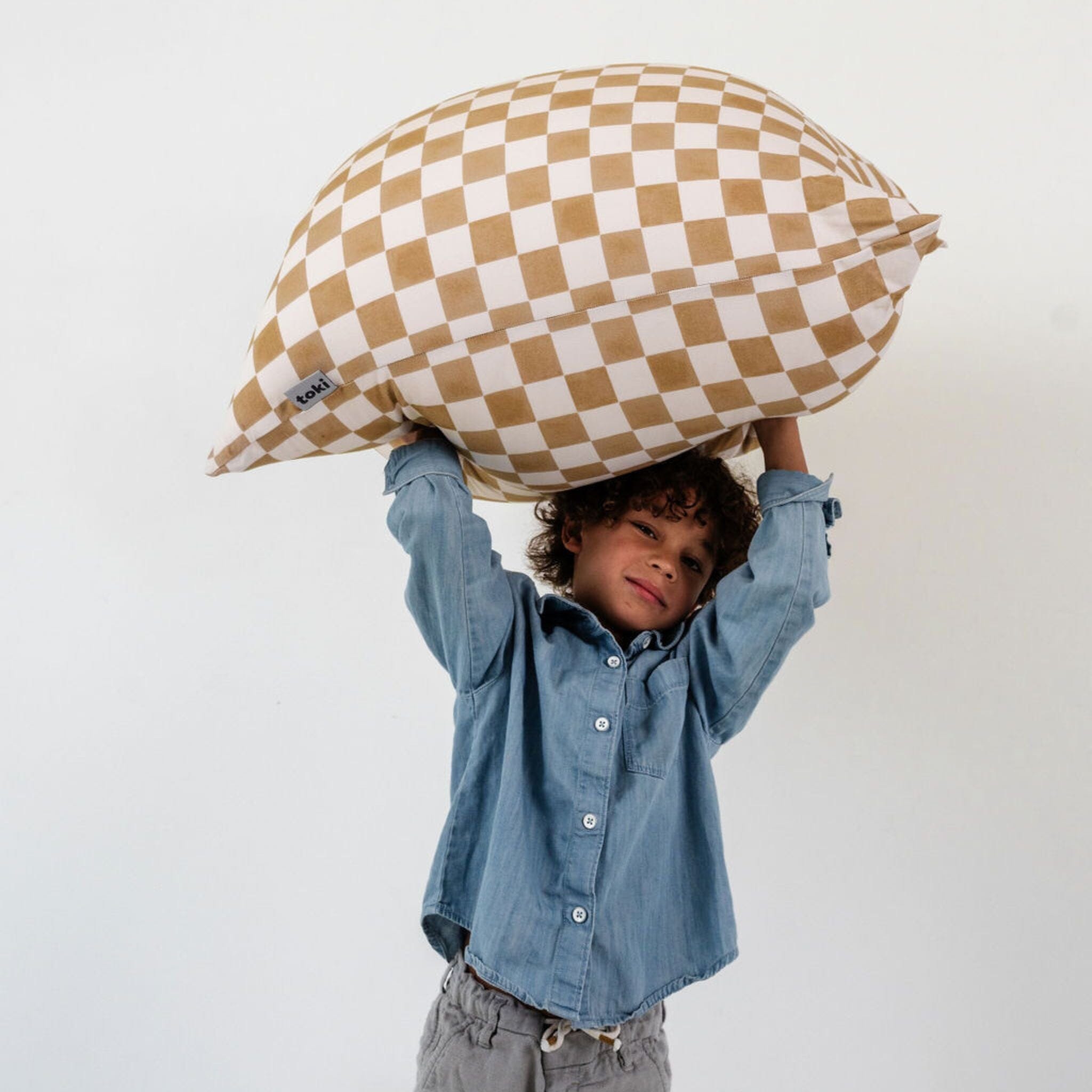 Toki Kids Checker Toffee Bean Bag- Strolleria
