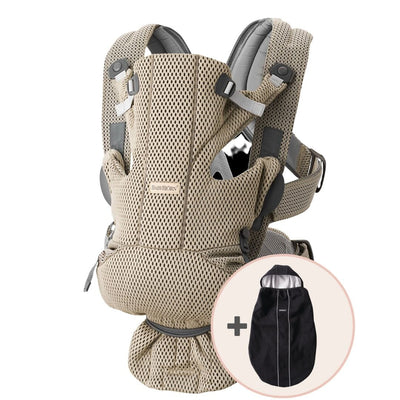 BabyBjörn Baby Carrier Free and Carrier Cover Bundle Gray Beige