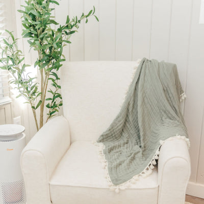 Crane Baby Six Layer Muslin Blanket - Fern