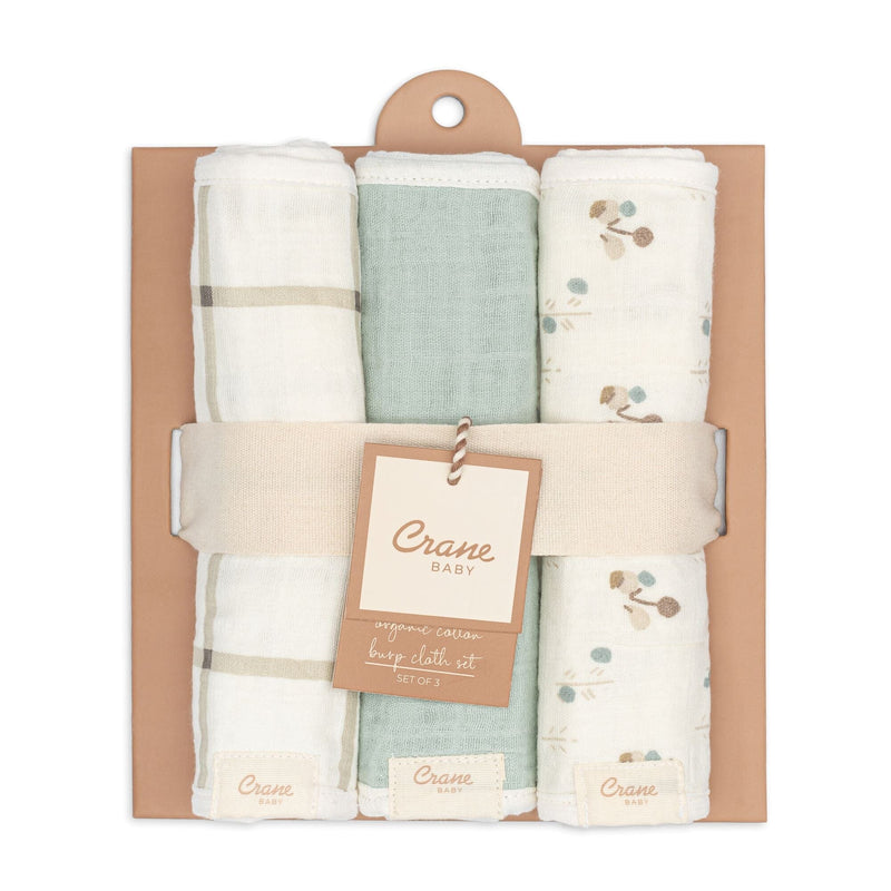 Crane Baby 3-pc. Burp Cloth Set - Avery Organic Cotton