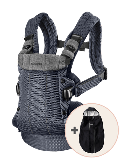 BabyBjörn Baby Carrier Harmony and Carrier Cover Bundle Anthracite