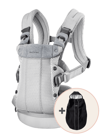 BabyBjörn Baby Carrier Harmony and Carrier Cover Bundle Silver