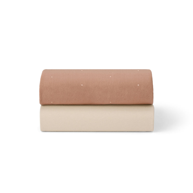 Snuz Bassinet 2 Pack Fitted Sheets - Blush Dot