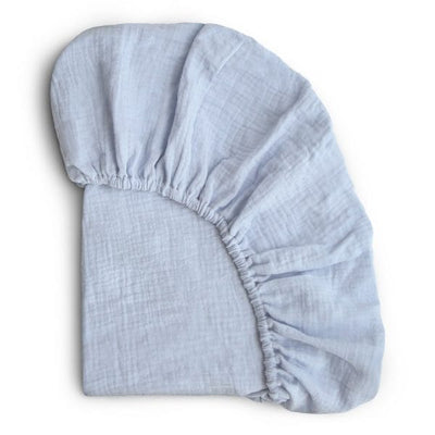 Mushie Extra Soft Muslin Crib Sheet Baby Blue