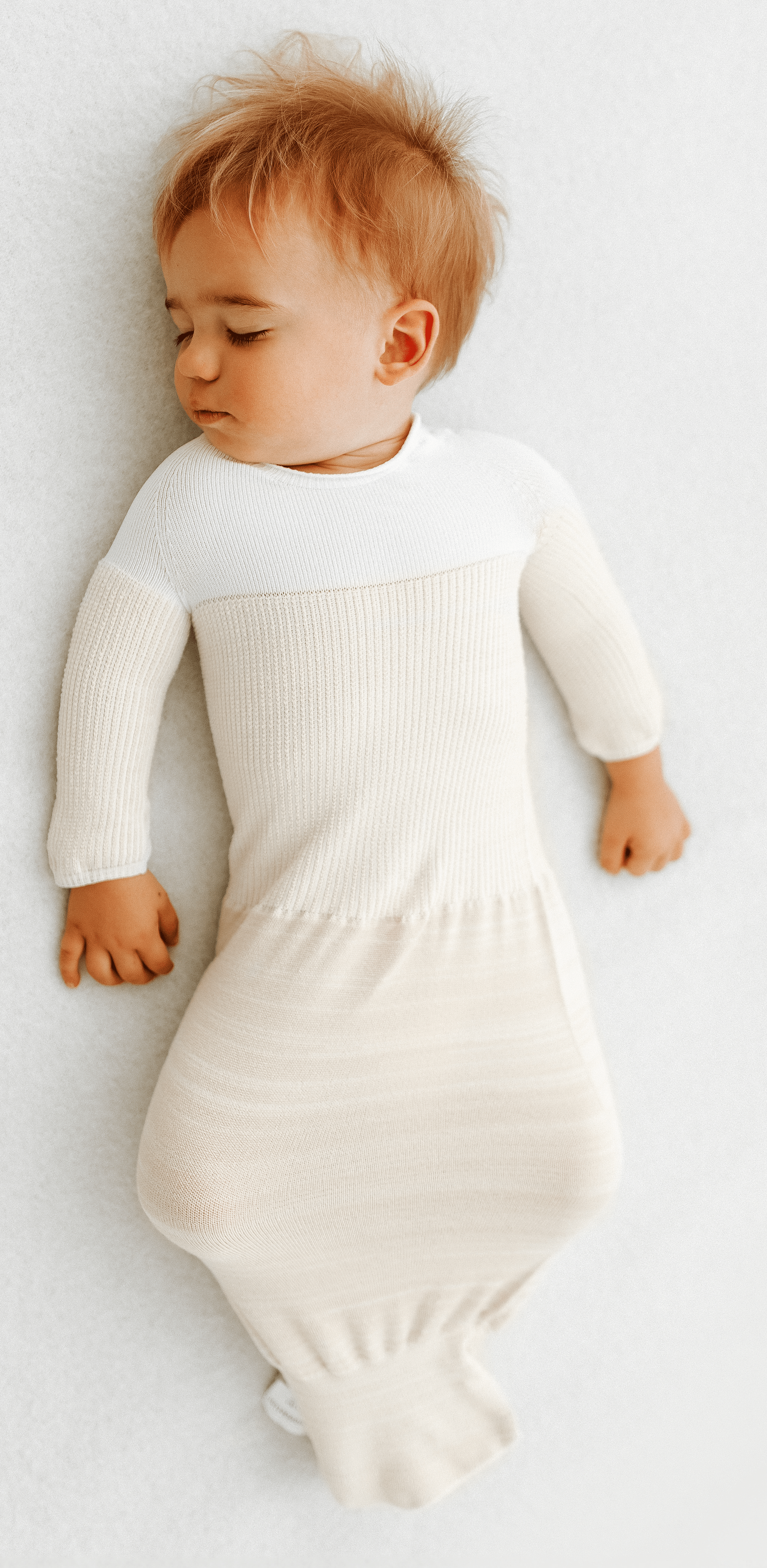 Swaddelini Bamboo Blend Beige Arms Out™ Long Sleeve Sleep Sack- Strolleria