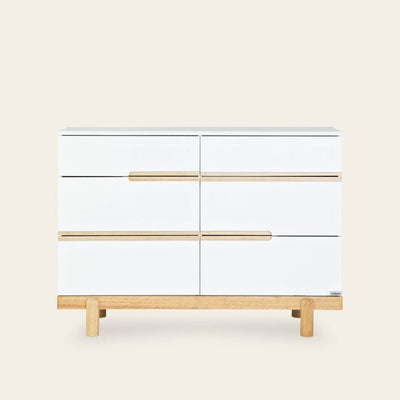 Dadada Bliss 6-drawer dresser, white/natural (2 boxes) Interlock Glides