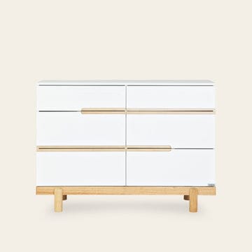 Dadada Bliss 6-drawer dresser, white/natural (2 boxes) Interlock Glides