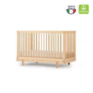 Natural Beechwood dadada Bliss 4-in-1 Convertible Crib - Side Angle | Strolleria