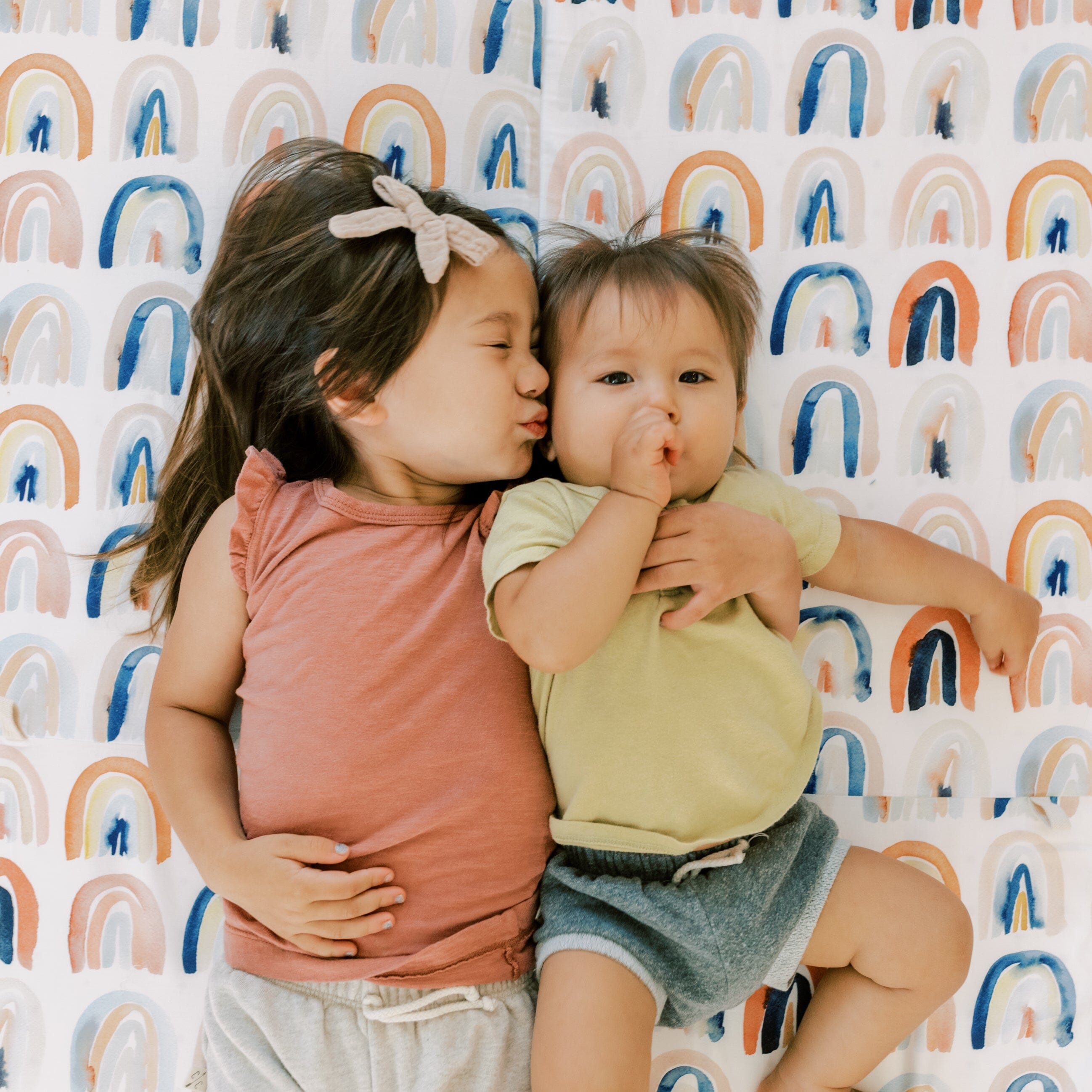 Toki Kids Rainbow Peach Organic Cotton Mat- Strolleria