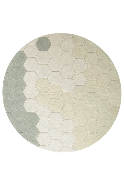Lorena Canals Planet Bee - Washable Round Honeycomb Rug Blue Sage
