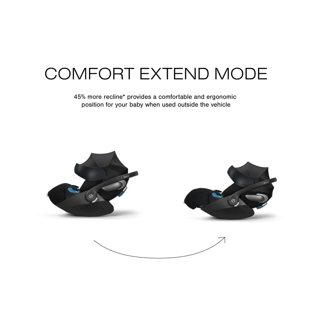 cybex cloud t recline in car CYBEX Cloud T Comfort Extend Infant Car Seat with SensorSafe