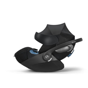 Sepia Black CYBEX Cloud T Comfort Extend Infant Car Seat with Canopy Extended - Angled Side View | Strolleria