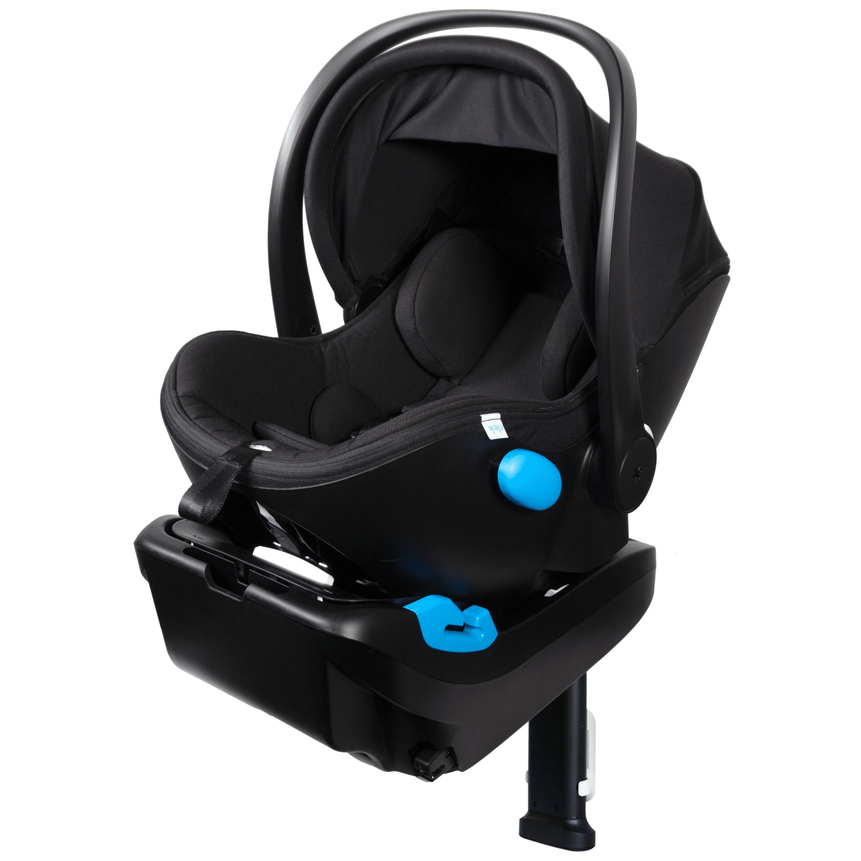 Black Clek Liing Infant Car Seat and Base Railroad Ziip - Quarter View | Strolleria
