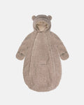 Oatmeal Teddy Bear Fleece Baby Bunting Bag - Front View | Strolleria