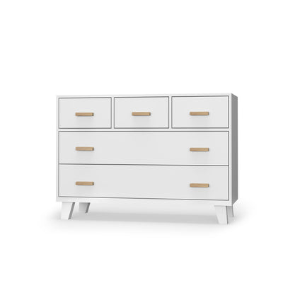 Dadada Boston 5-drawer Dresser White w/ natural pulls