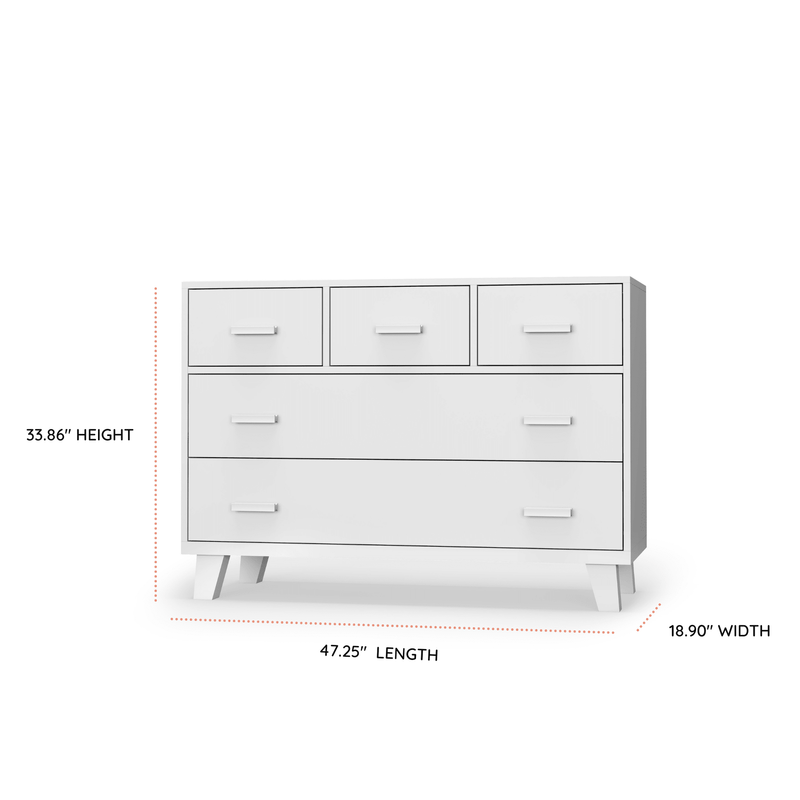 Dadada Boston 5-drawer Dresser White 