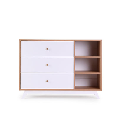 Dadada Central Park 3-Drawer / Two Shelves Dresser - White / Red Oak