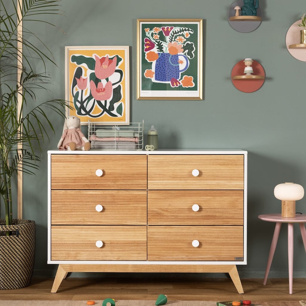 dadada Merry 6-Drawer Dresser in White/Natural- Strolleria
