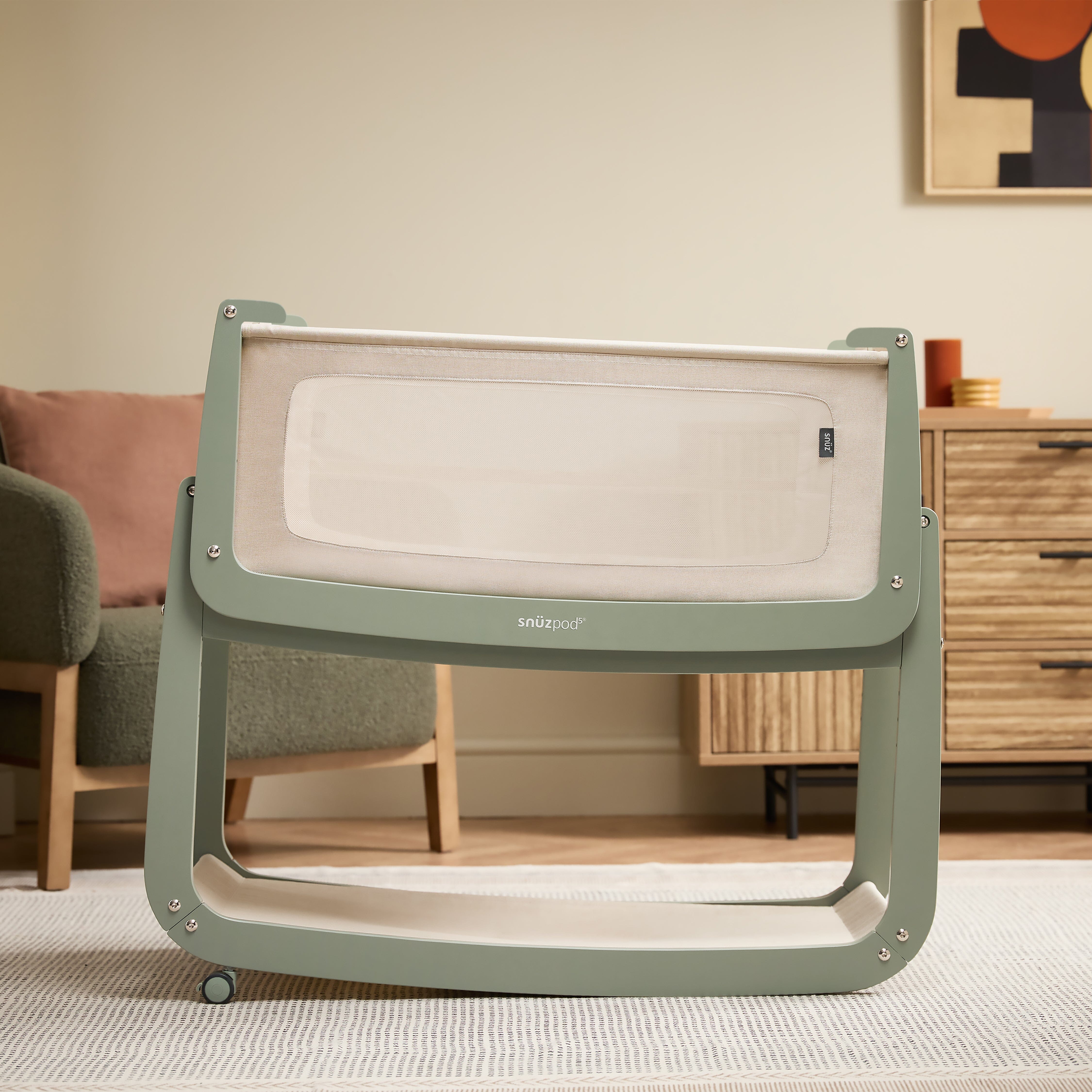 Snuz SnuzPod5 Bedside Bassinet - Sage- Strolleria