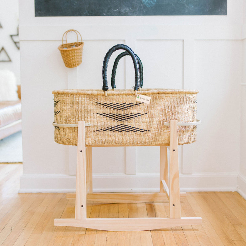 Design Dua. Modern Rocking Bassinet Stand - Natural Pine