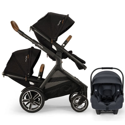 Nuna DEMI Next Double Stroller, Rider Board, and PIPA RX Travel System Ocean