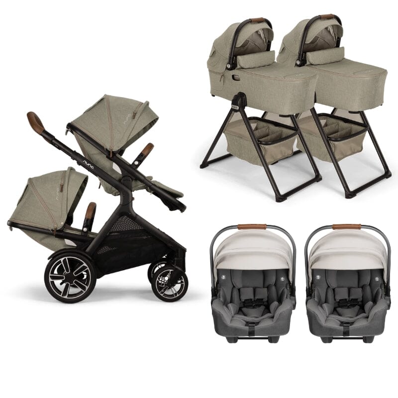 Nuna DEMI Next with Rider Board Twin Travel System - PIPA RX and Bassinet + Stand