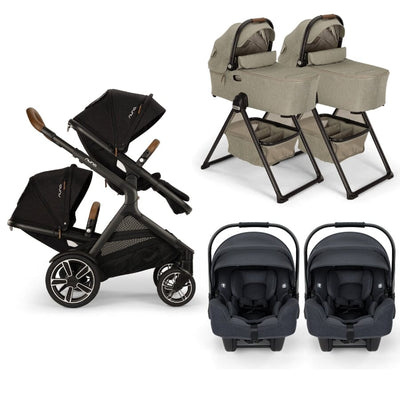 Nuna DEMI Next with Rider Board Twin Travel System - PIPA RX and Bassinet + Stand
