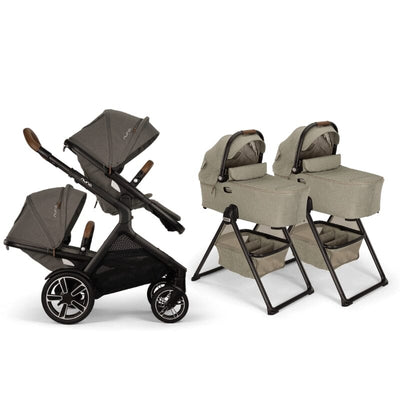 Nuna DEMI Next Twin Stroller and Rider Board with Bassinet + Stand