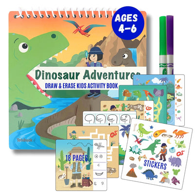 UnbuckleMe® Small 7" Dry Erase Activity Book (incl. 2 Washable Markers & Reusable Stickers)