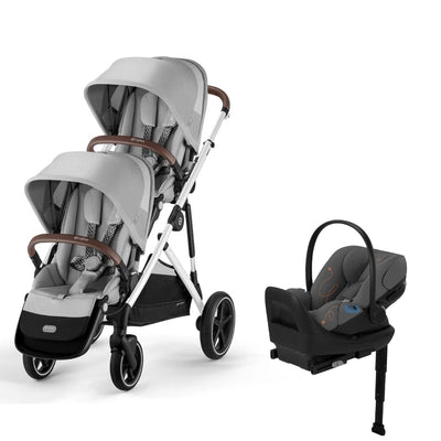 Cybex Gazelle S 2 Double Stroller and Cloud G Lux Travel System - Lava Grey / Lave Grey