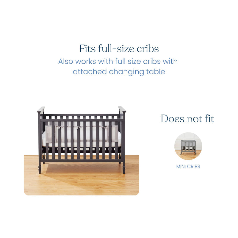 Halo Breathable Mesh Crib Liner for Full Sized Solid End Crib - White- Strolleria