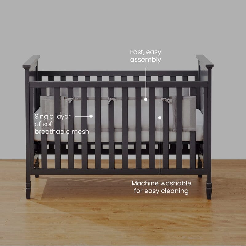 Halo Breathable Mesh Crib Liner for Full Sized Solid End Crib - White- Strolleria