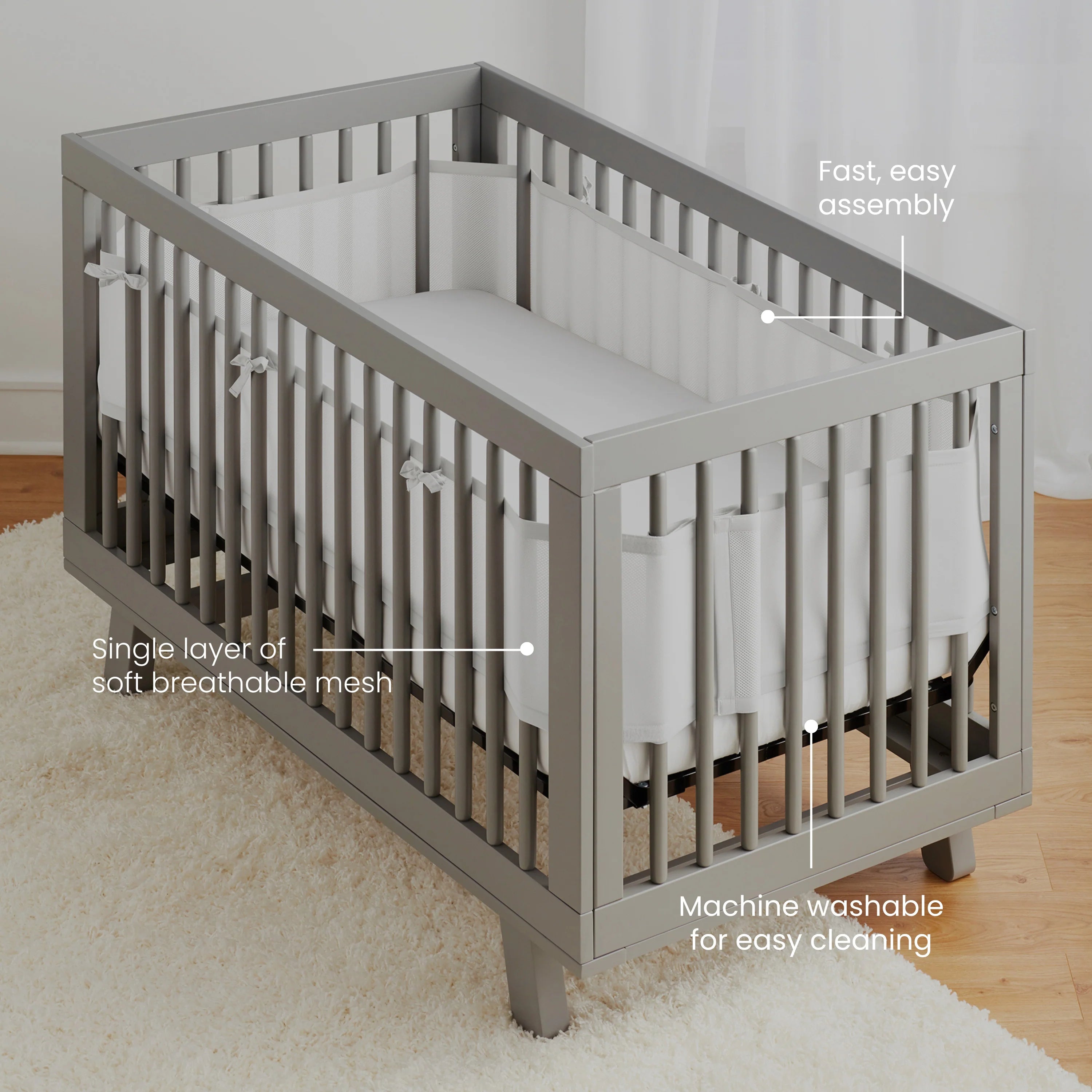Halo Breathable Mesh Crib Liner for Full Sized Crib- Strolleria