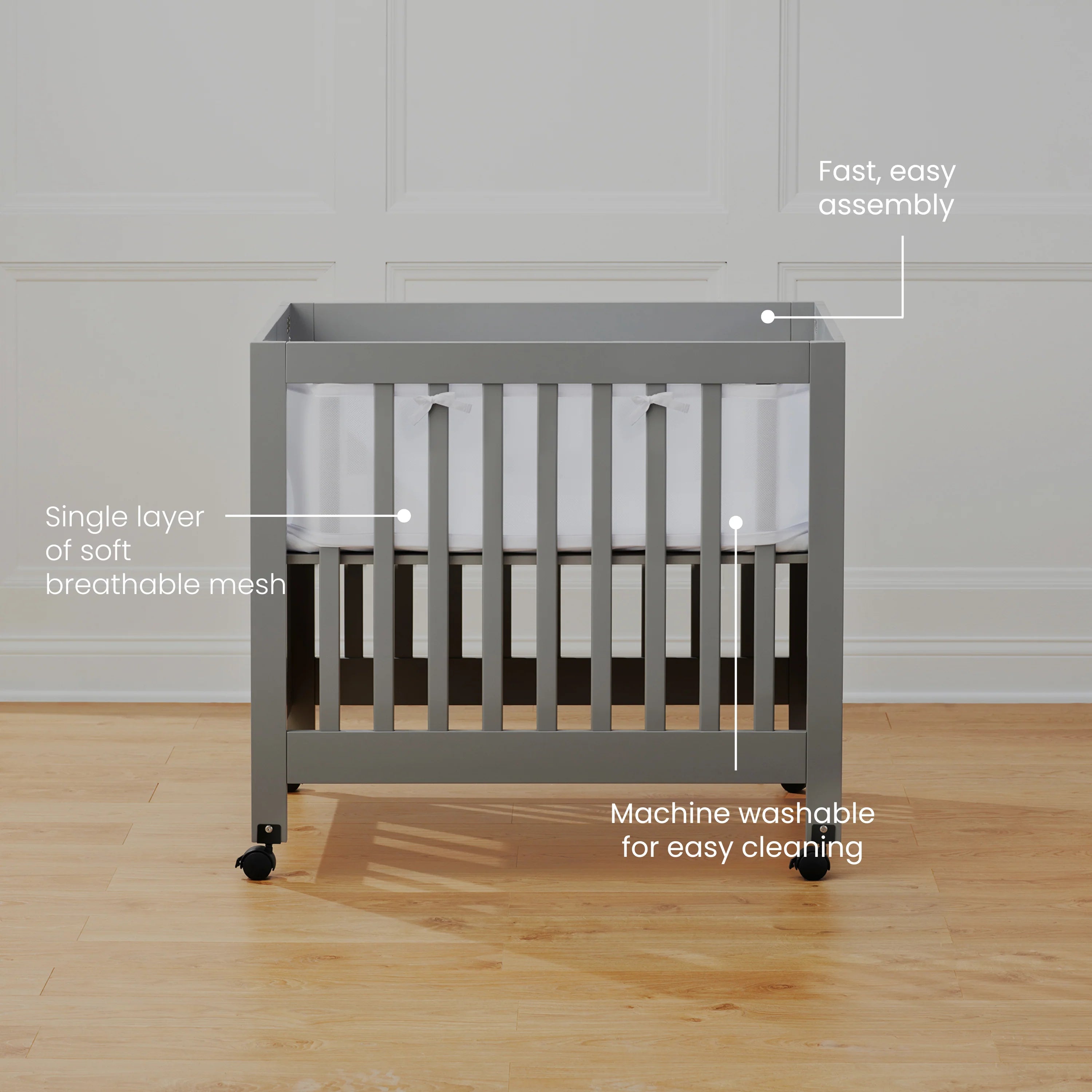 Halo Breathable Mesh Crib Liner for Mini Crib- Strolleria
