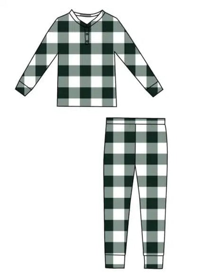 Forever French Baby - Bamboo Two Piece Pajamas | Evergreen Gingham | ff club