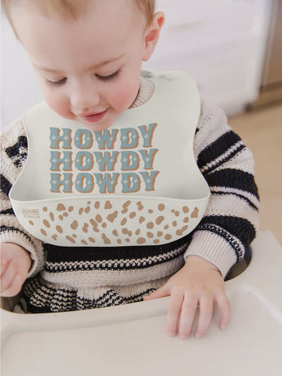 JuJuBe Silicone Bib - Howdy Partner Blue by Caroline Alfreds