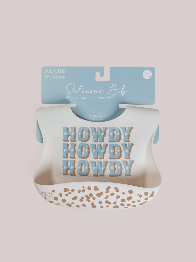 JuJuBe Silicone Bib - Howdy Partner Blue by Caroline Alfreds