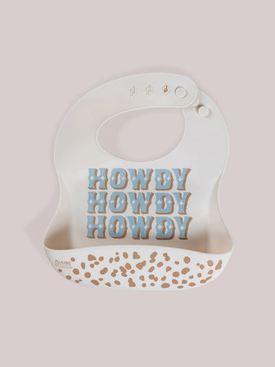 JuJuBe Silicone Bib - Howdy Partner Blue by Caroline Alfreds