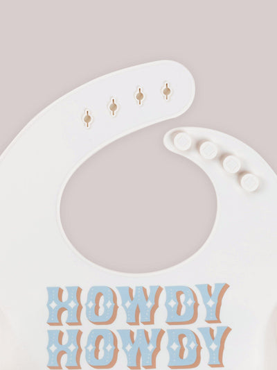 JuJuBe Silicone Bib - Howdy Partner Blue by Caroline Alfreds