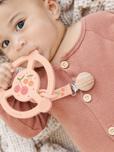 JuJuBe Silicone Teether Ring - Cherry Cute by Doodle By Meg