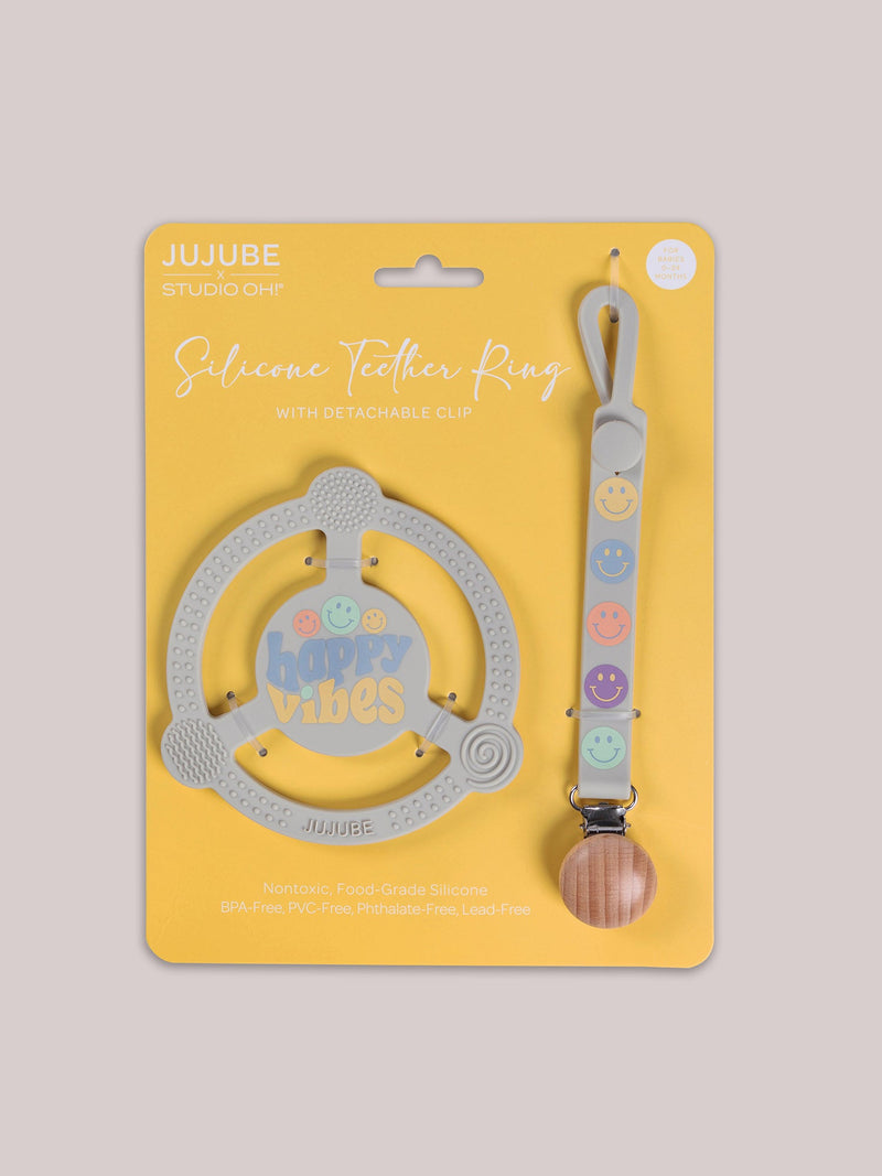 JuJuBe Silicone Teether Ring - Happy Baby Vibes