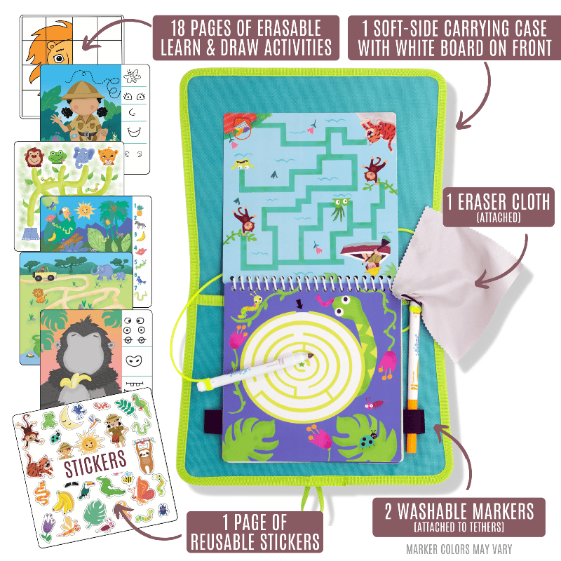UnbuckleMe® Totebook Kids Dry Erase Travel Activity Book- Strolleria