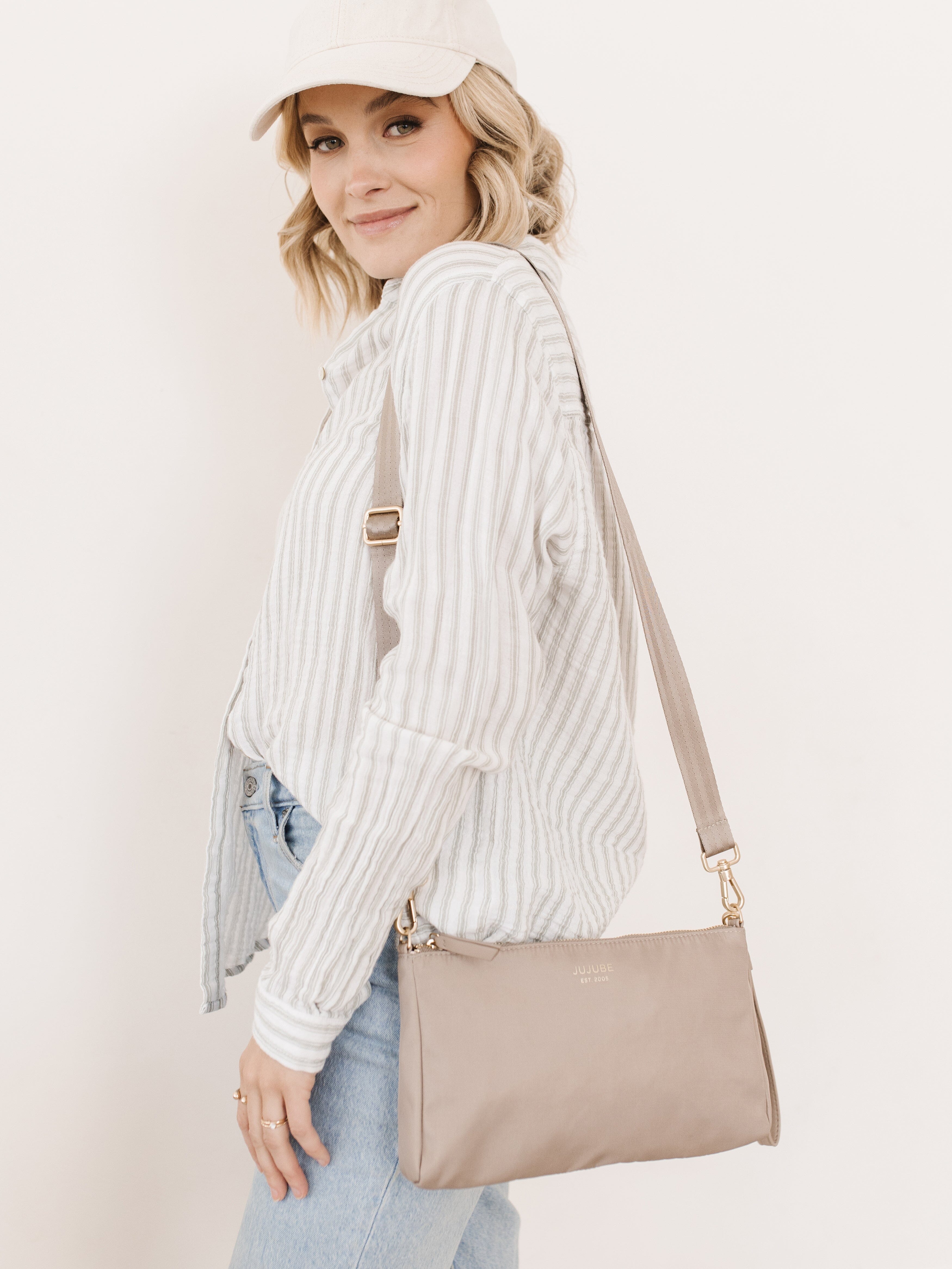 JuJuBe 3-Piece Pouch Clutch Purse Set - Taupe- Strolleria
